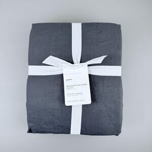 Pottery Barn Sheet Set QUEEN Belgian Flax Linen CharcoalGray Bedding NWT